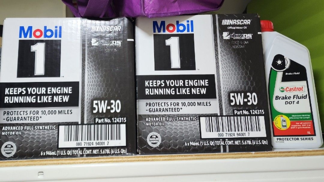 Mobil1 5W-30 Engine Oil & Castrol Dot 4 Brake Fluid, Car Accessories,  Accessories on Carousell
