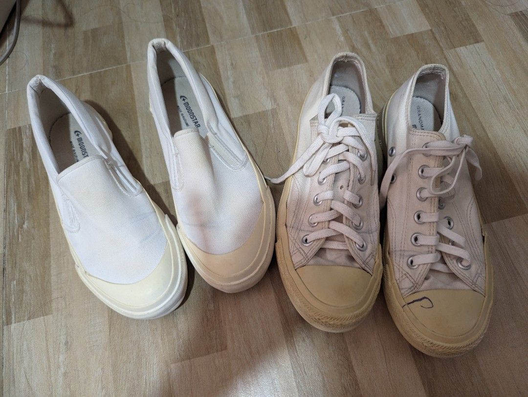 Moonstar white sneakers 250 for 2 (Category: Sneakers) located in Pasig City. Submitted by miaochoa (Listing ID 1234270001, Image 1). Description: 250 for 2 moonstar slip-on sneakers moonstar canvas sneakers.