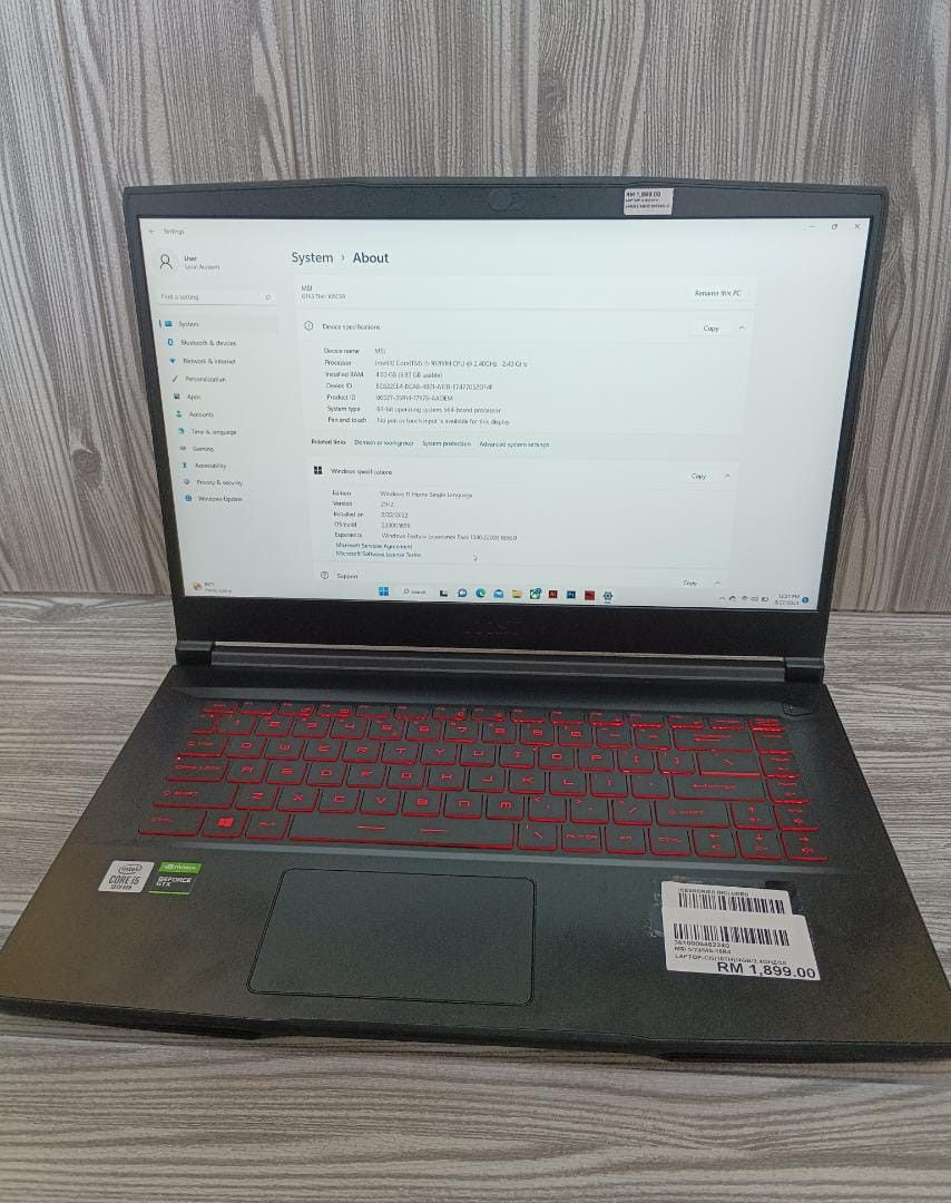 MSI LAPTOP MS-16R4 i5 (10th gen)/4gb ram/500gb SSD/2.4 ghz Windows 11 ...