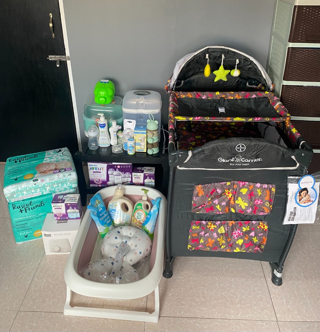 Newborn Baby Crib, Diapers, Bottles Etc Bulk, Babies & Kids, Nursing