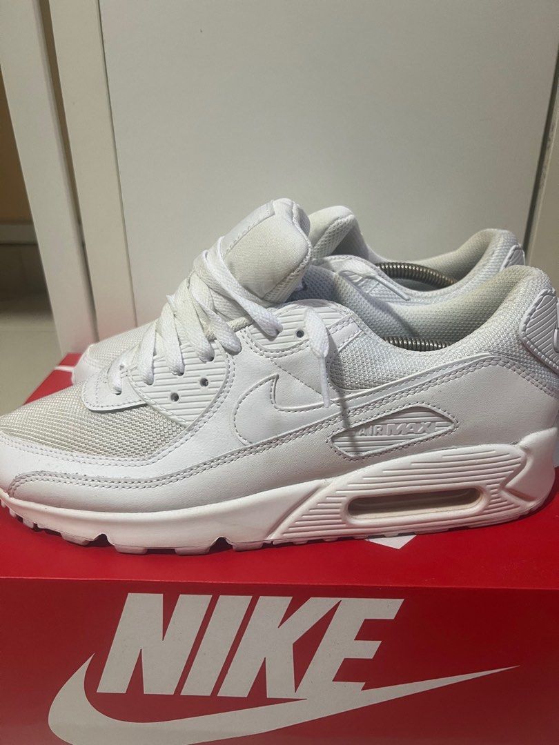 Nike Air Max 90 Triple White Men s Fashion Footwear Sneakers on