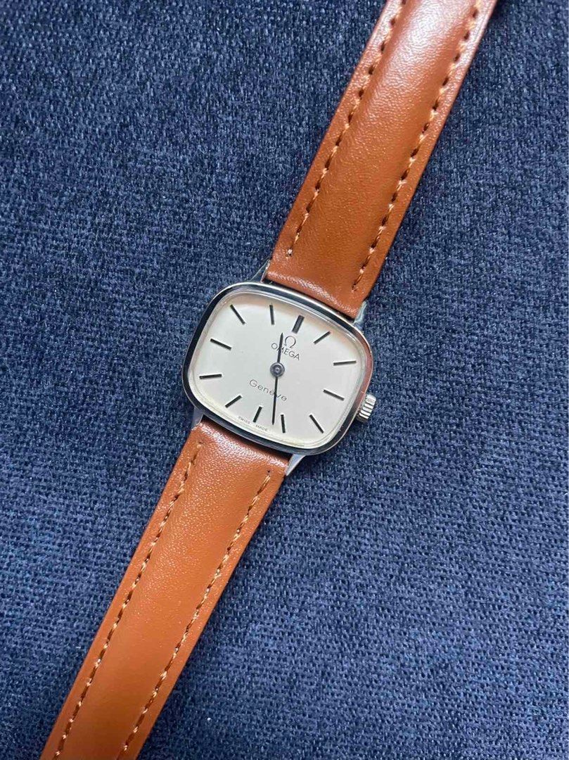 Omega Geneve (Category: Luxury Watches) located in Manila. Submitted by watchuntersmanila (Listing ID 1234362734, Image 1). Description: Omega Geneve watch Pre-owned Display type: Analog Case: Stainless steel (24mm) Strap: Brown genuine leather (aftermarket) Movement: Mechanical (manual) Shape: Cushion FREE aftermarket box Php 15,000 WATCHUNTERS GUARANTEE: All our watches are 100% authentic. All our watches have been tested and retested, and are 