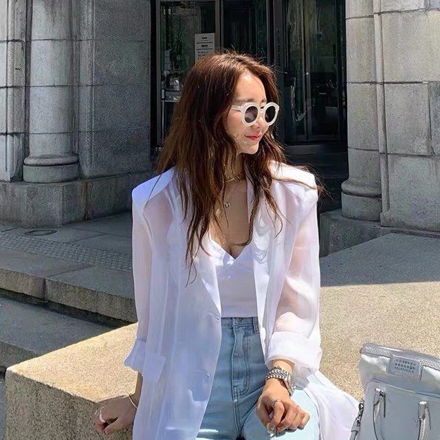 White mesh clearance blazer