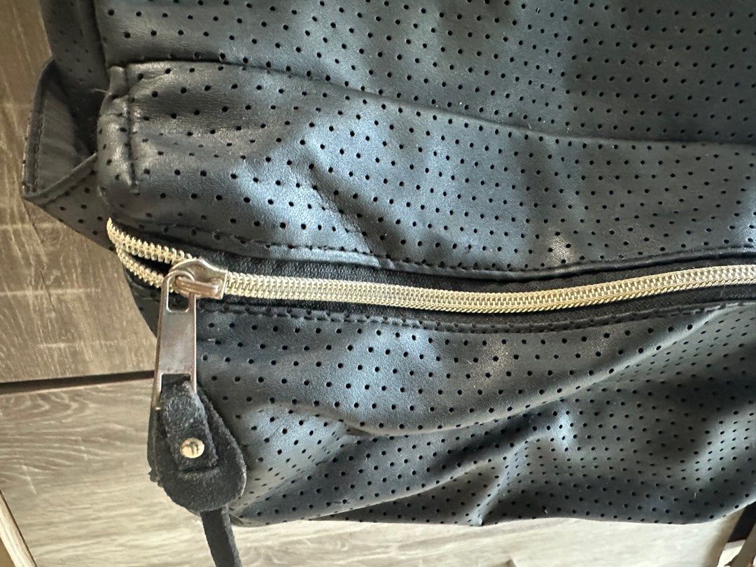 Original ANELLO black leather backpack with laptop compartment on Carousell