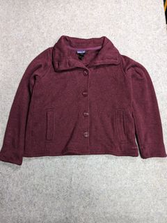 PATAGONIA Knit Fleece Jacket Maroon Size Medium