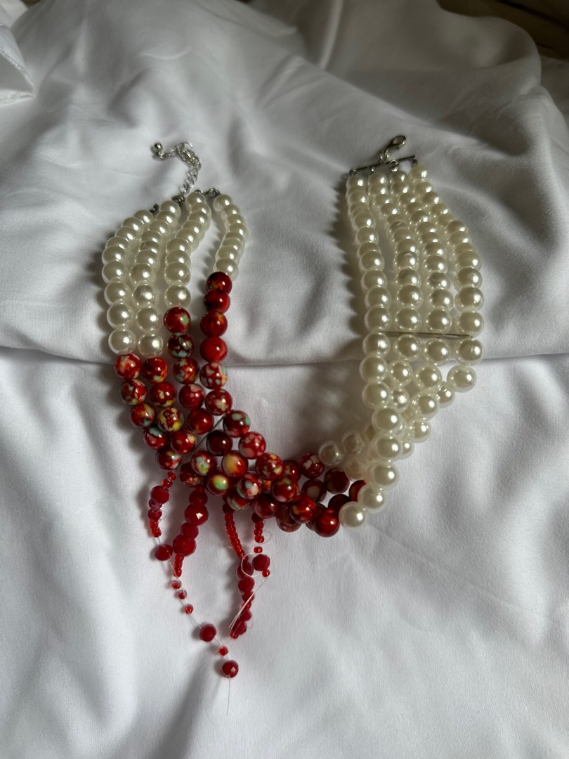 Pearl Dripping Blood Necklace Costume on Carousell