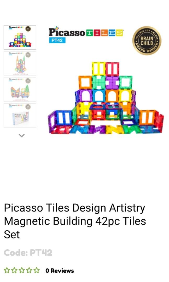 Picasso Magnetic Tiles 42 pieces, Hobbies & Toys, Toys & Games on Carousell