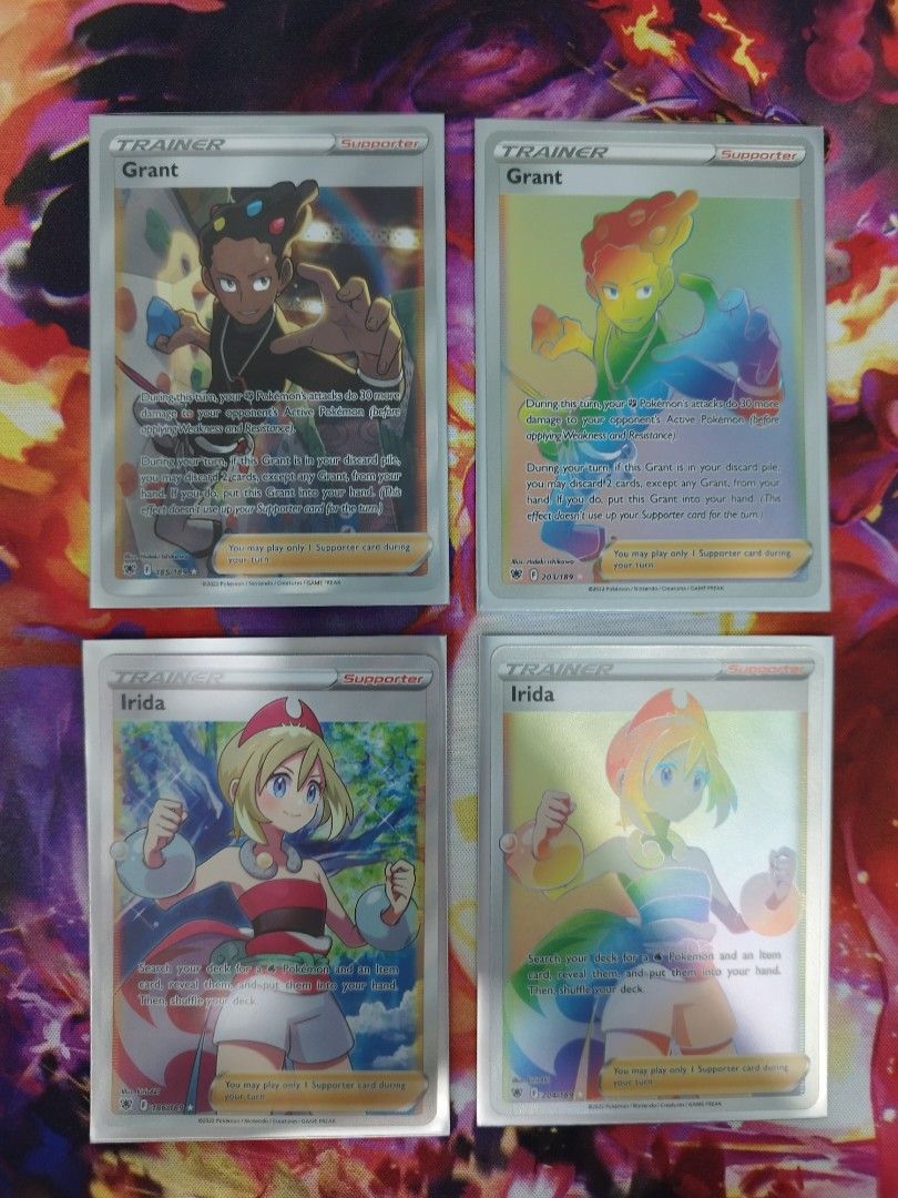 Sword & Shield: Astral Radiance - Irida (186/189 - Full Art Ultra Rare),  Irida (204/189 - Hyper Rare), Grant (203/189 - Hyper Rare), Grant (185/189  - Full Art Ultra Rare), Hobbies & Toys, Toys & Games on Carousell