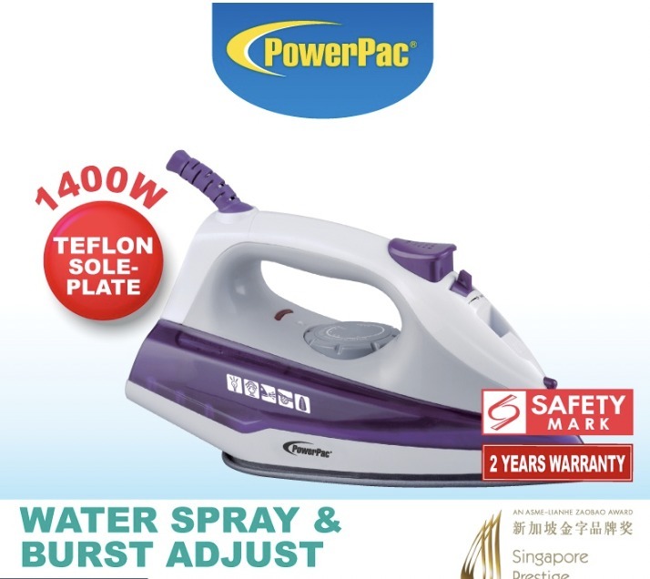 PowerPac Steam Iron with Spray , Non Stick Plate (PPIN1107), TV & Home