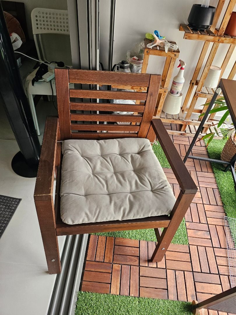 PPLAR Chair with armrests outdoor light brown stained