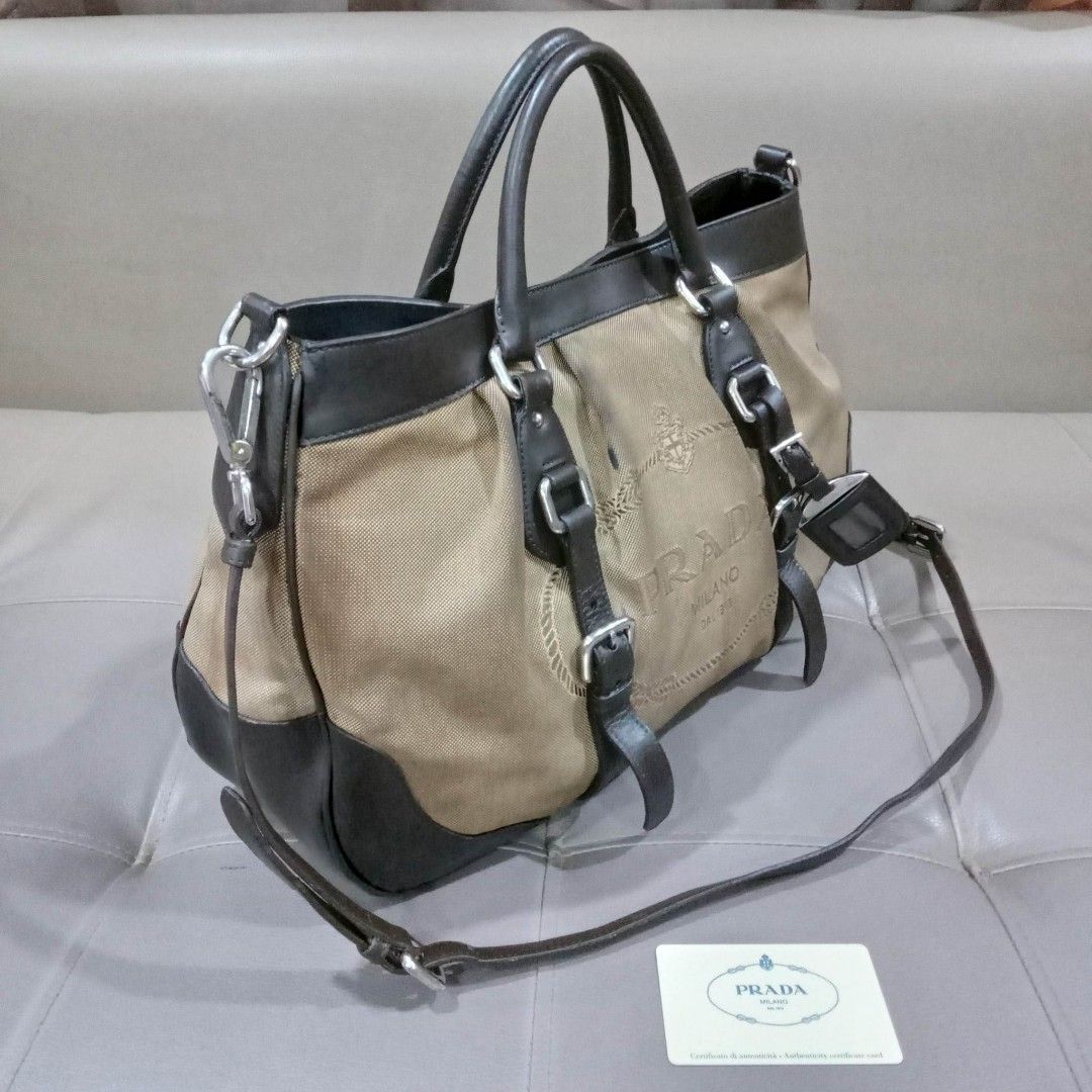 Prada Milano Dal 1913 Brown Leather And Canvas Handbag, Luxury, Bags &  Wallets on Carousell