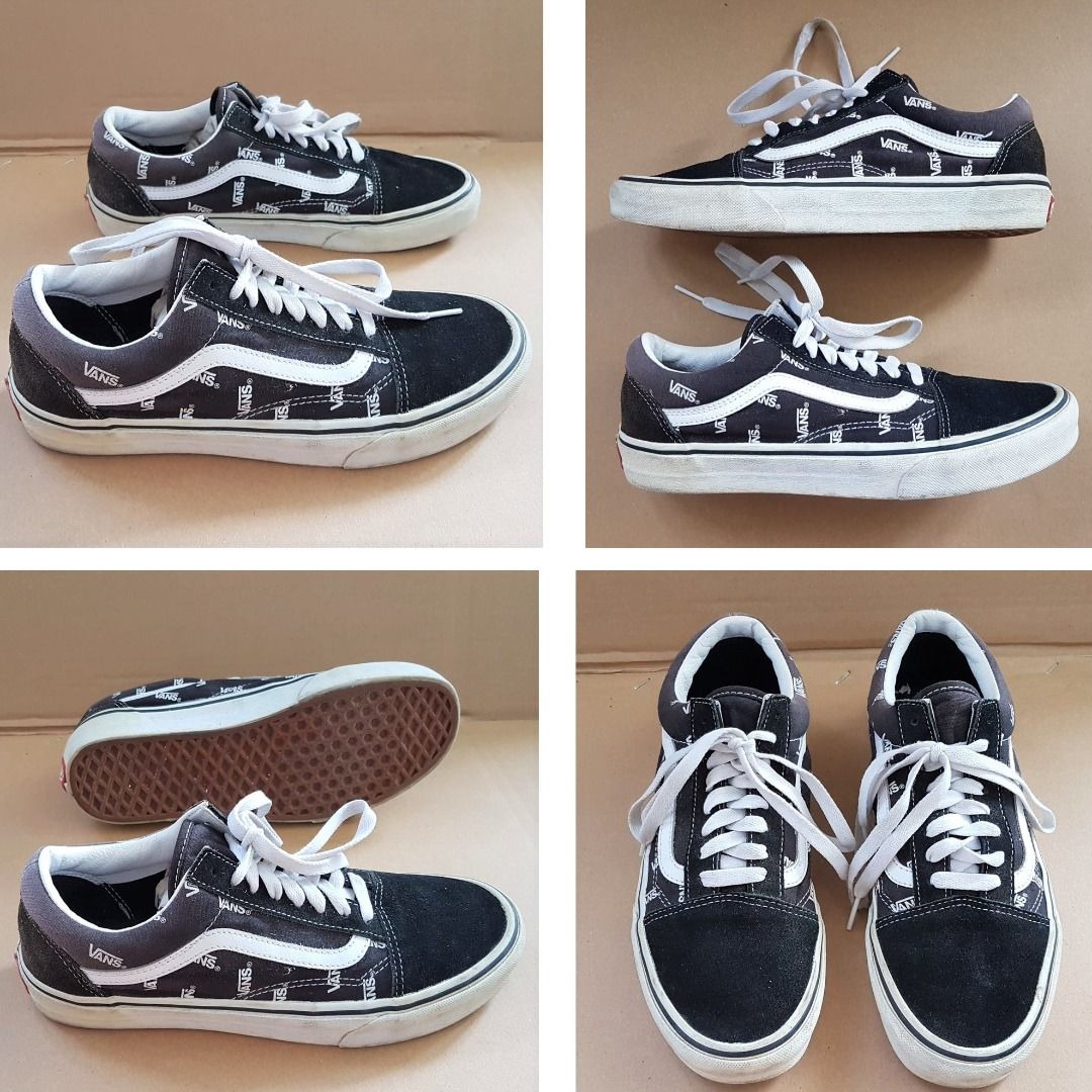 Vans old skool premium store black with checkerboard laces trainers