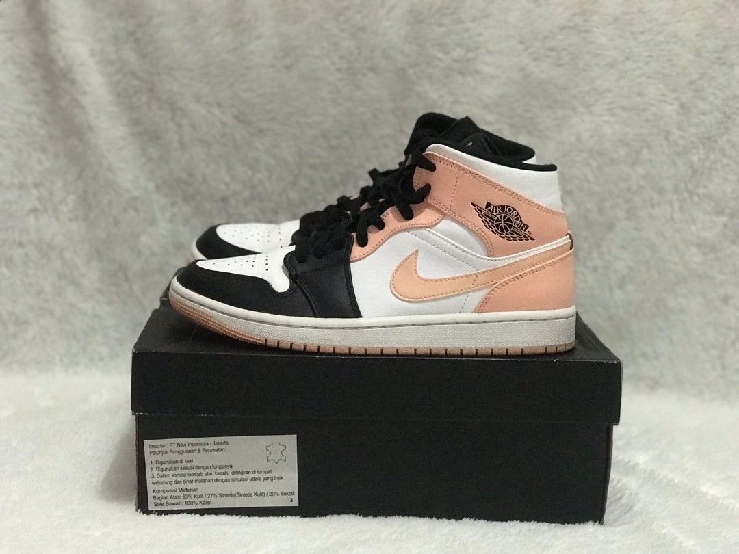PROMO Sepatu Nike Air Jordan 1 Mid Crimson Tint Original Asli MURAH, Fesyen Pria, Sepatu