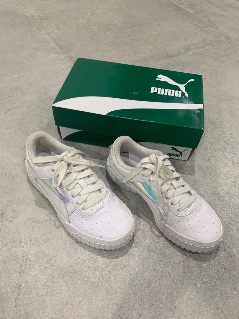 PUMA SALE PUMA CALI GLOW WHITE SHOES WHITE SNEAKERS PUMA