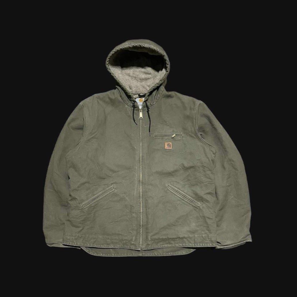 Rare CARHARTT J141LOV Sandstone Sierra Sherpa Lined Hooded Duck Jacket