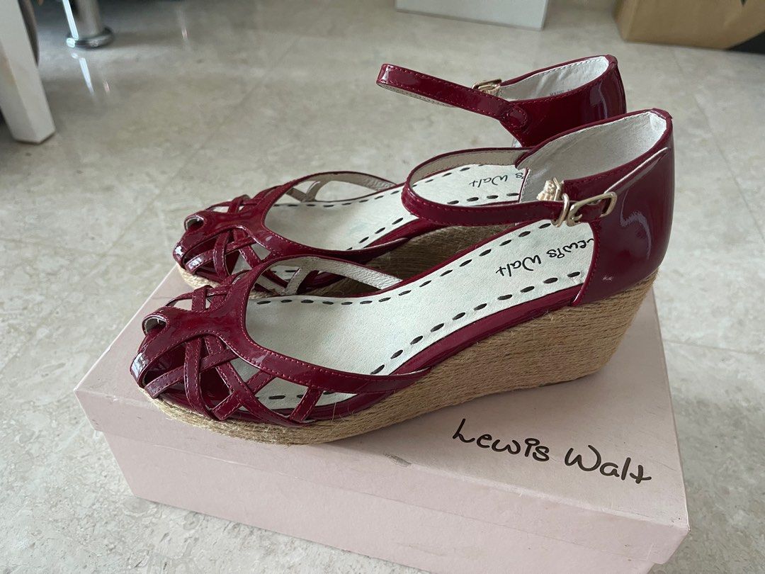 Red leather wedges Women s Fashion Footwear Wedges on Carousell