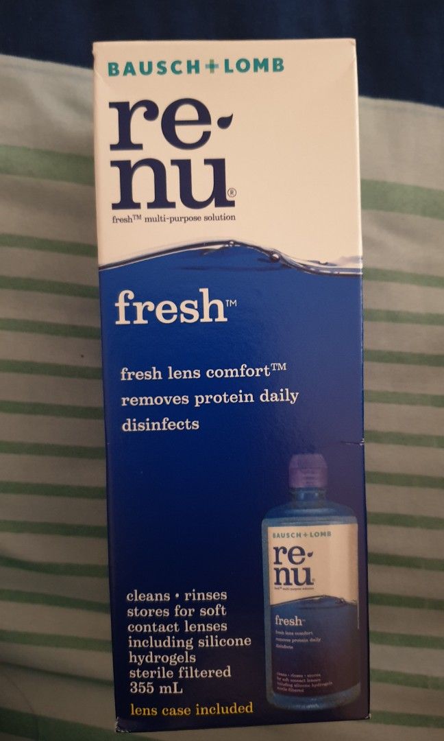 Renu multi purpose solution (Category: Ear Care) located in Singapore. Submitted by lilian888 (Listing ID 1234302475, Image 1). Description: brand new, let go beco excess stock, expiry Aug-2024, 355ml, lens case included. pls grab fast, meet up at punggol MRT..