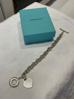 Tiffany & Co 925 Sterling Silver Heart Tag Chain Link Bracelet 36g,  7"