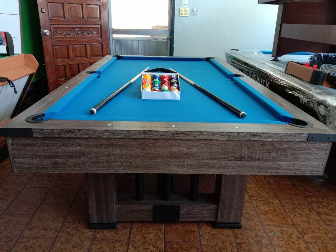 ROME STYLE JUNIOR SIZE (4X8FT.) BILLIARD TABLE (Category: Billiards and Bowling) located in San Pablo. Submitted by ablpsports (Listing ID 1234325065, Image 1). Description: 4x8ft. Rome Style -MDF SLATE ACCESSORIES INCLUDED: ✅2 TAKO/CUE STICK ✅1 SET TAIWAN BILLIARD BALL ✅1 PLASTIC TRIANGLE ✅2 CUE CHALK ✅1 TABLE BRUSH Outside Dimension: L: 144 cm W: 137 cm H: 80cm Inside Dimension: L: 219 cm W: 109 cm H: 80 cm 👉 Look for Ms. ELLA CORAL 😇 For mor