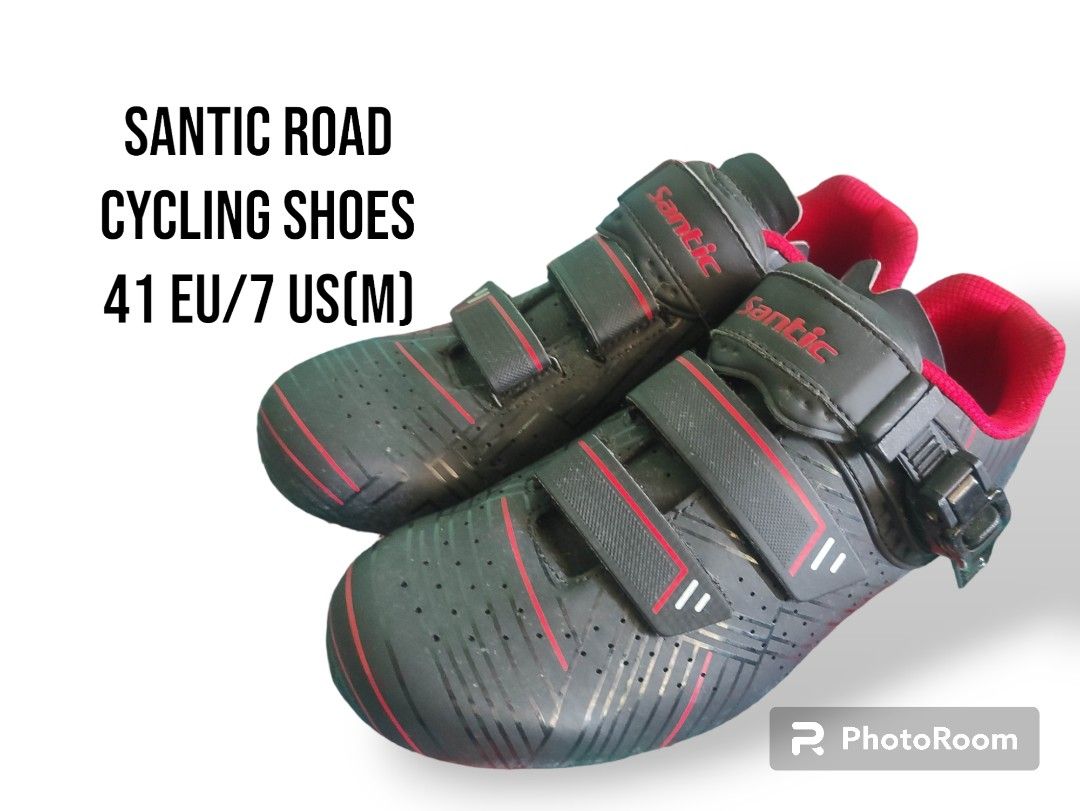 SANTIC ROAD CYCLING SHOES 41 EU (Category: Bicycles) located in Valenzuela. Submitted by starwarsforlife (Listing ID 1234271449, Image 1). Description: ROAD BIKE SANTIC Cycling Shoes 41 EUR/ 7 US(M) Model: ROADWAY BLACK/RED -with Shimano cleats - yellow -with box Condition: Used only for 2 months RFS: Sold road bike 1. PALASAN BARANGAY HALL 2. MALANDAY - MCARTHUR HW 3. MALINTA - MCARTHUR HW 4. NIA ROAD - QUEZON CITY (Weekdays only).