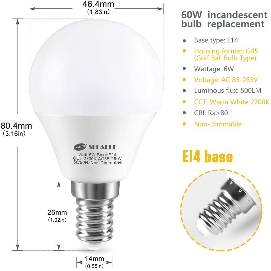 Golfball e14 small edison screw eco outlet halogen bulb