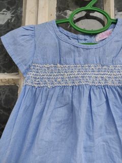 Sferra Baby Smocked Blue and White Coordinates 12 to 18mos Brandnew
