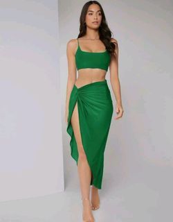 Shein beach top and twisted skirt with slit