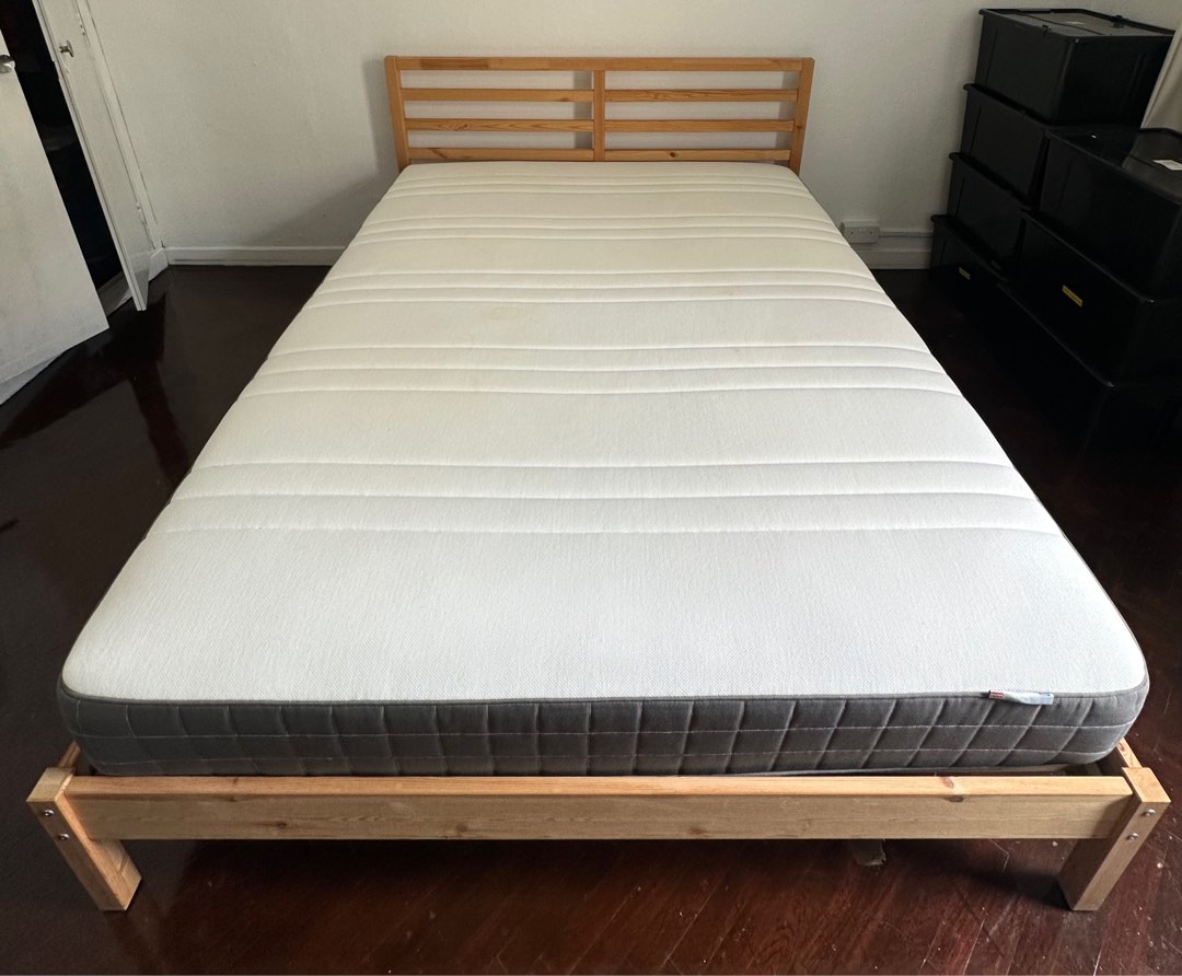Tarva Ikea Queen size bed with mattress, Furniture & Home Living