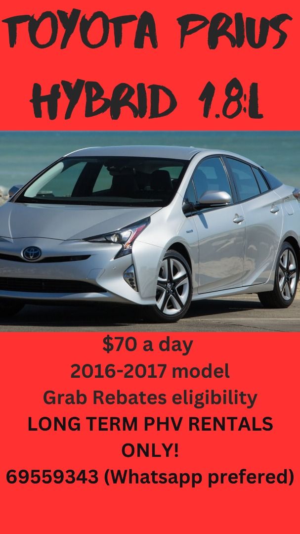 Toyota Prius Hybrid 1.8L (PHV RENTAL LONG TERM ONLY), Cars, Car Rental ...