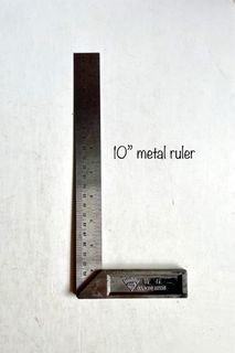 Vintage Diamond Brand L-shaped Metal Ruler 10” Made in China Collectible