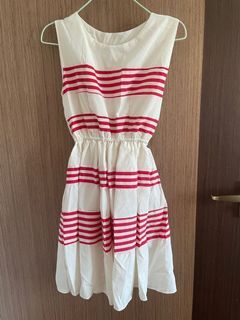 White Dress with Red Stripes