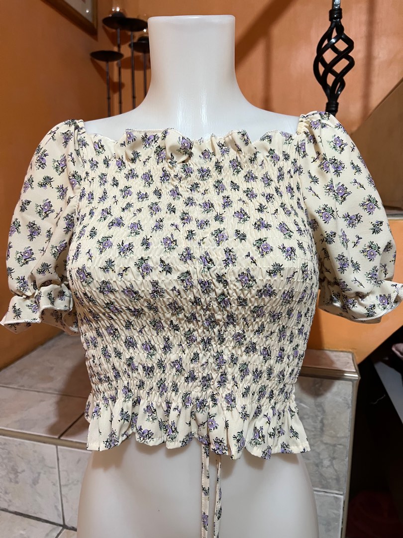 White Floral Blouse on Carousell