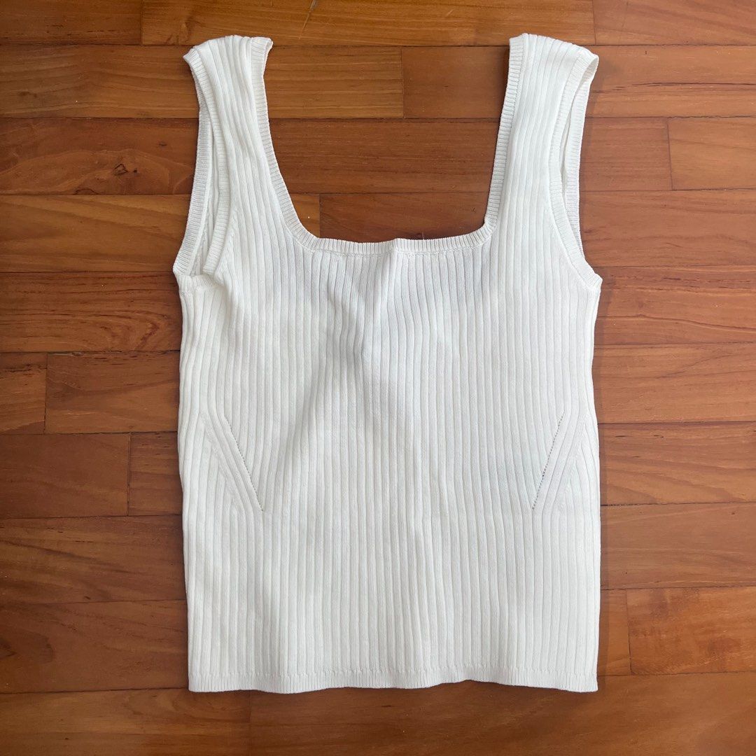 COLLUSION tank top overlay long sleeve top in off white