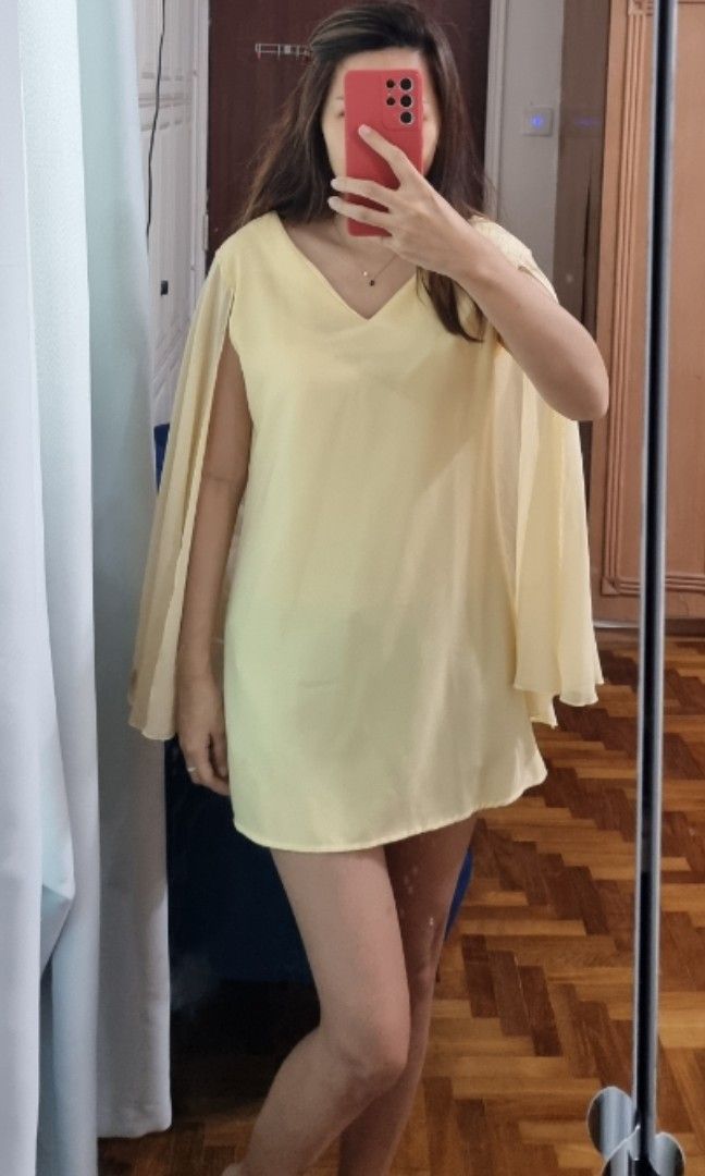 yellow-cape-dress-wedding-guest-date-night-party-women-s-fashion