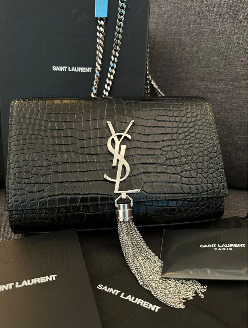 HANDBAG REVIEW  YSL Saint Laurent Croc Embossed Tassel Chain bag 