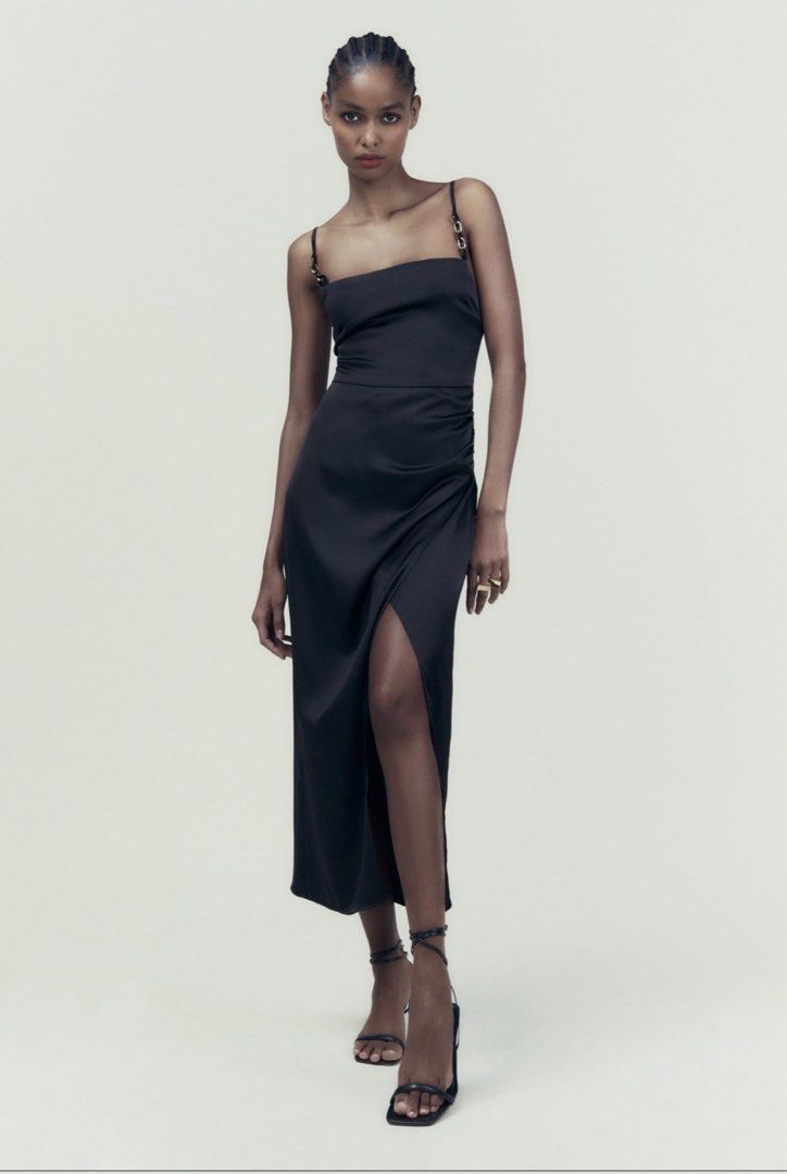 zara black satin camisole dress Zara Cami Dress Zara Black Satin Camisole Dress, Women's Fashion, Dresses  Sets