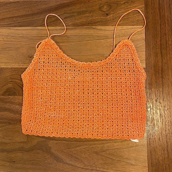 ZARA Knit / Crochet Orange Crop Top on Carousell