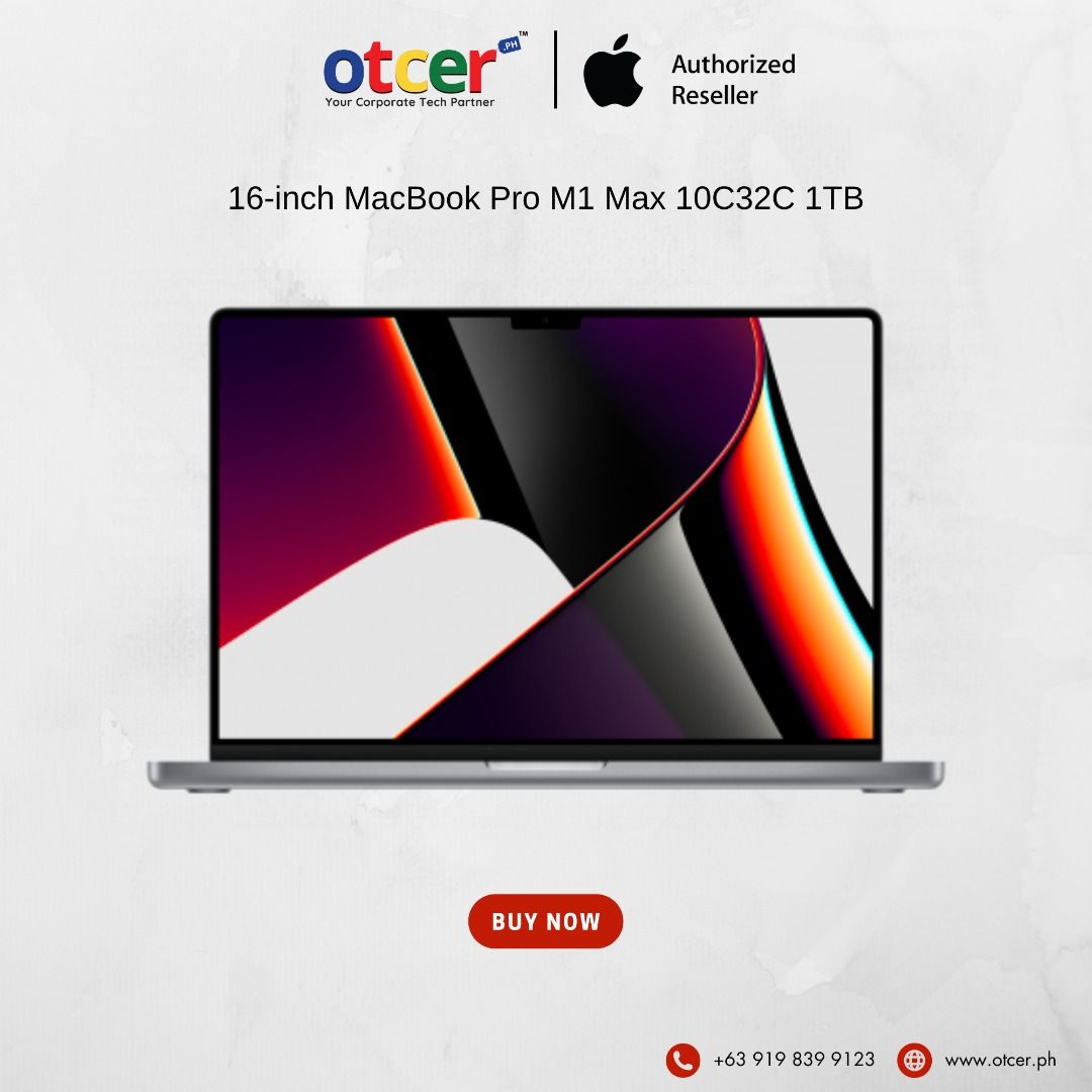 16‑inch MacBook Pro M1 Max 10C32C 1TB (Category: Laptops & Notebooks) located in Pasig City. Submitted by otcer.philippines (Listing ID 1234606340, Image 1). Description: Stay ahead, stay inspired. The 16-inch MacBook Pro M1 Max 10C32C 1TB. Future tech at your fingertips for Php 223,990.00 on www.otcer.ph. Questions? Connect with us at +63 919 839 9123. #StayAhead #MacBookProInnovation #OtcerPH.