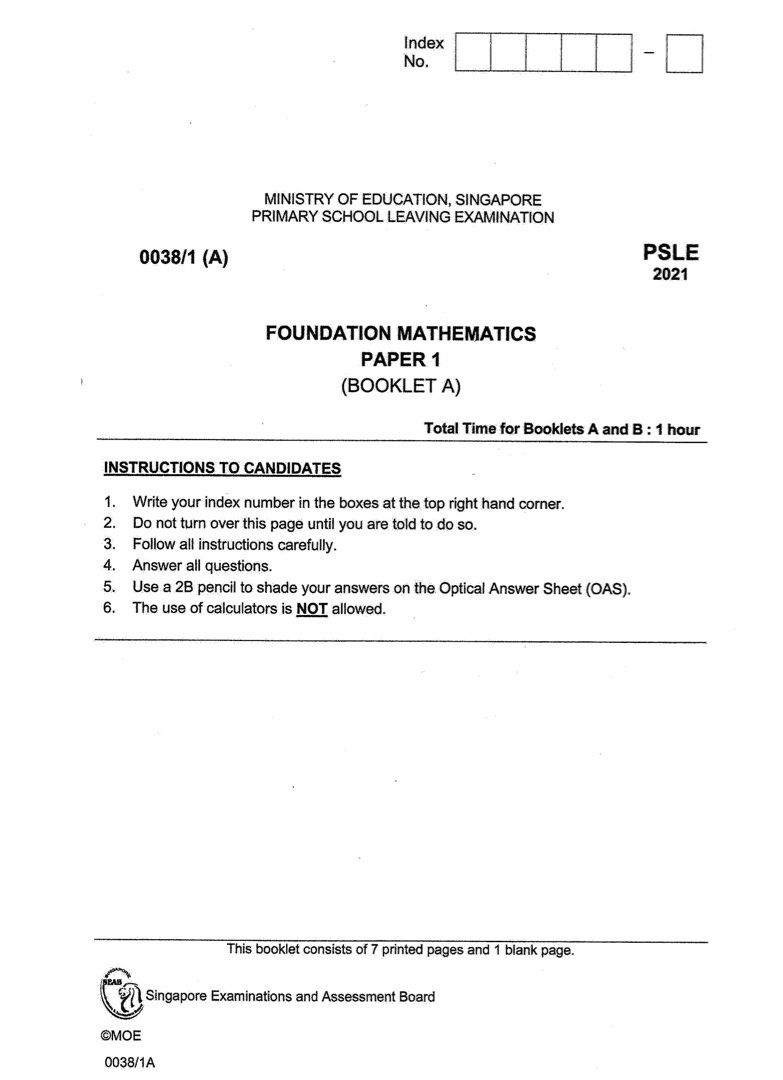 Foundation Maths Actual PSLE Past Year Exam Papers 2017-2023 & School ...