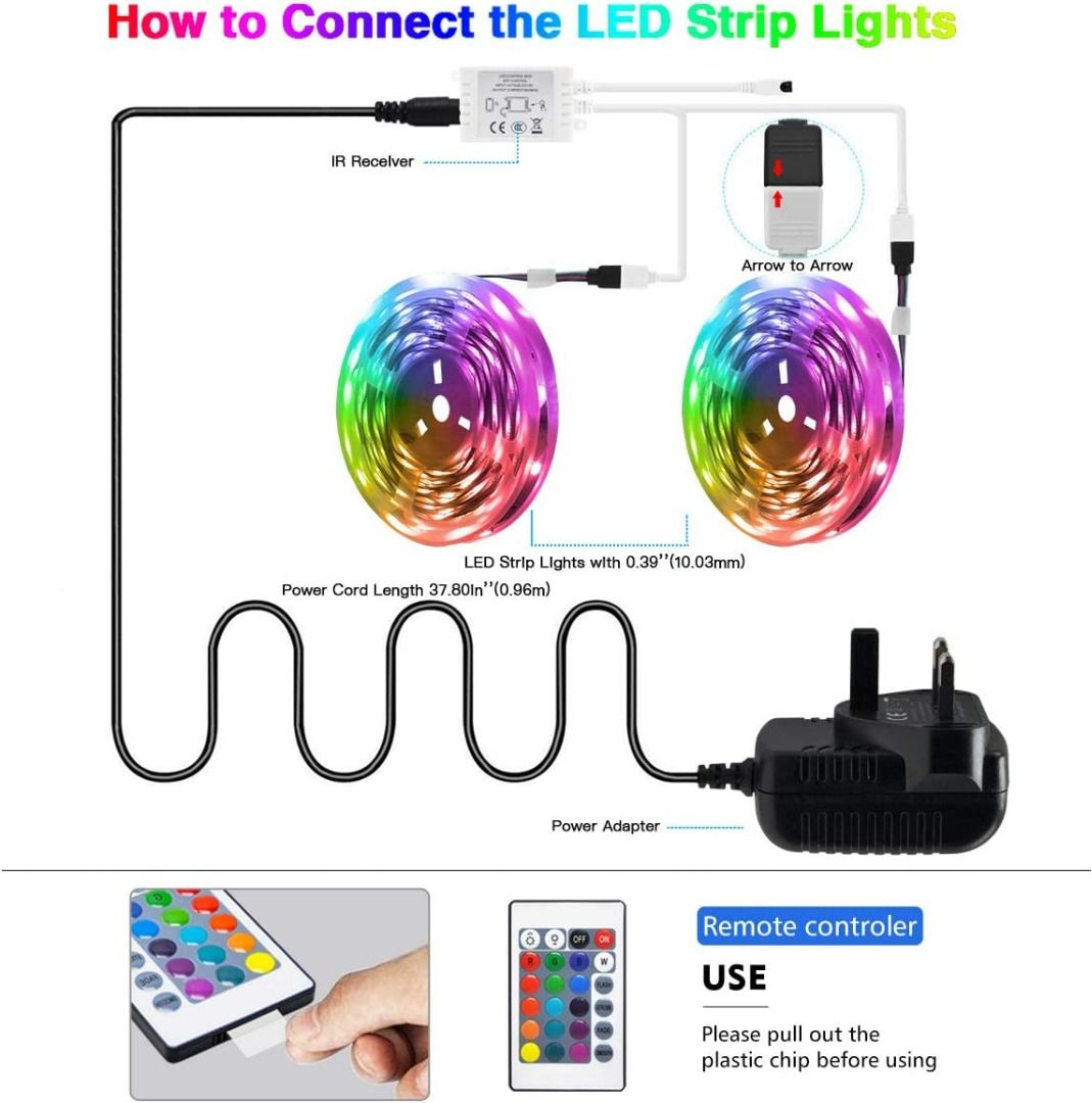 3542) L8STAR LED STRIP LIGHT, 10.2M LED LIGHTS FOR BEDROOM RGB LED