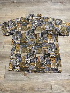 古著圖騰印花短袖襯衫