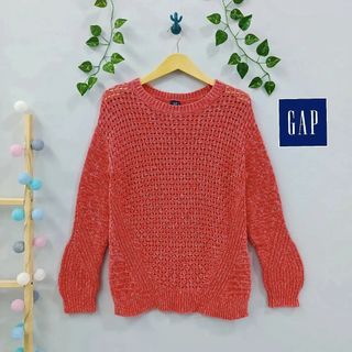 ‼️ HARGA NETT‼️ GAP Sweater Chunky Knit Top Rajut Kepang Lidi Tebal Lembut Baju Hangat Musim Hujan Dingin Fall Autumn Spring Peach Pastel 🧡