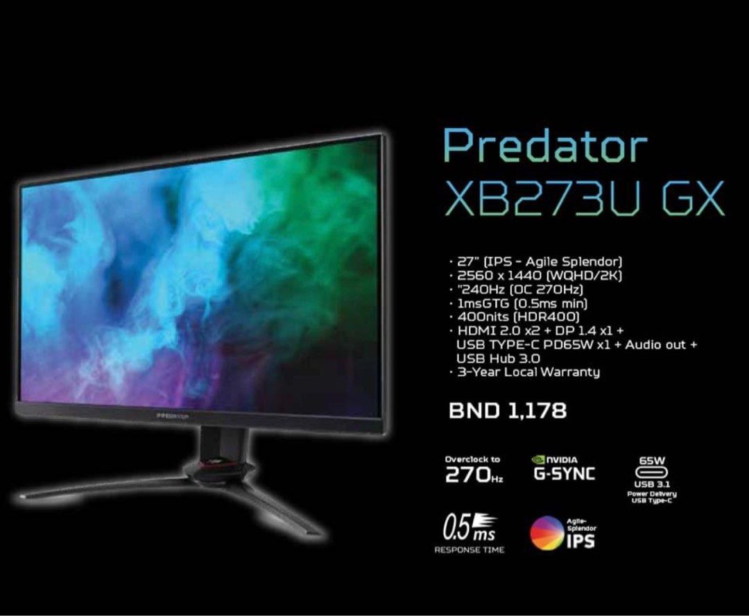 ACER PREDATOR XB273U GX 2k 270Hz, Computers & Tech, Parts & Accessories ...