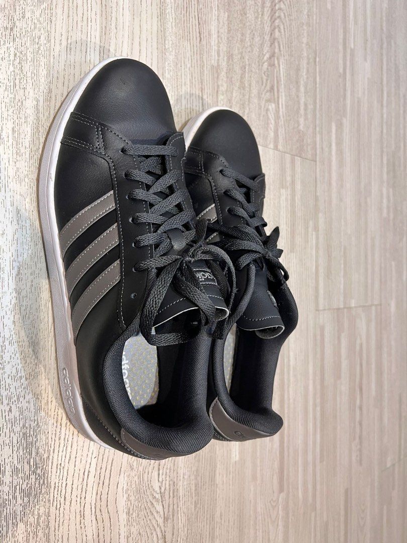 Mens adidas online black leather shoes