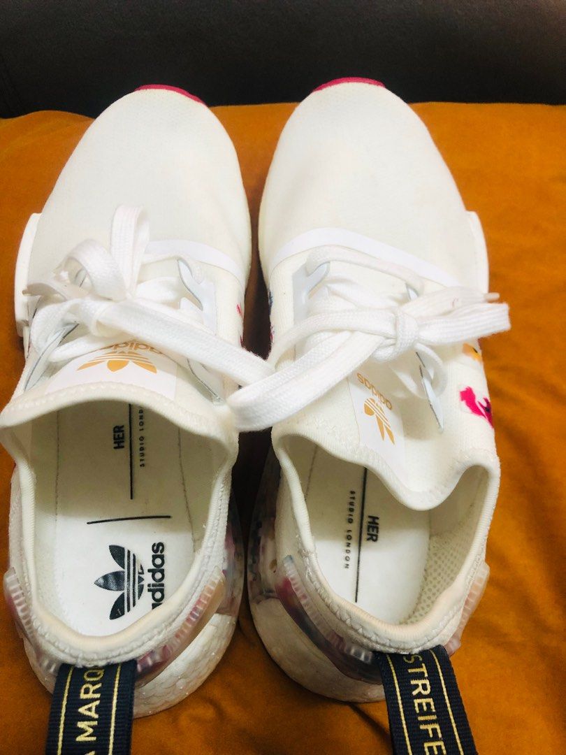 Adidas nmd top white pink disc