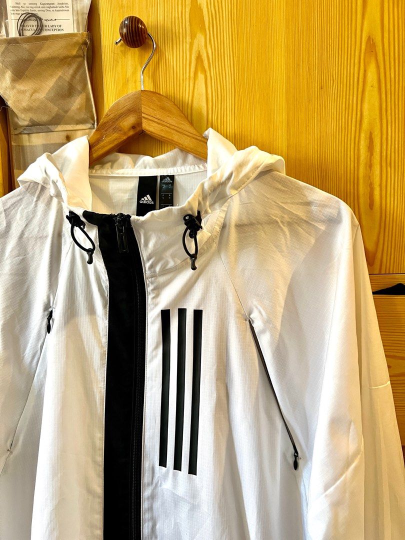Adidas white windbreaker jacket sportswear on Carousell