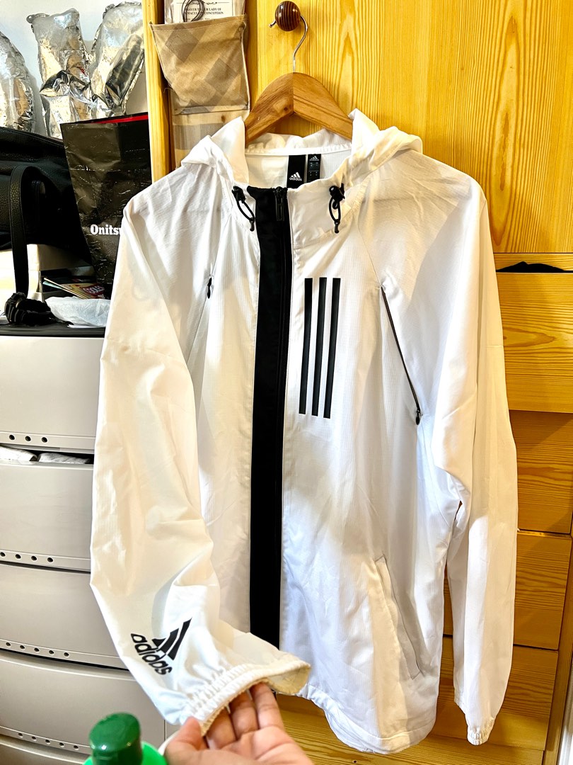 Adidas white windbreaker jacket sportswear on Carousell