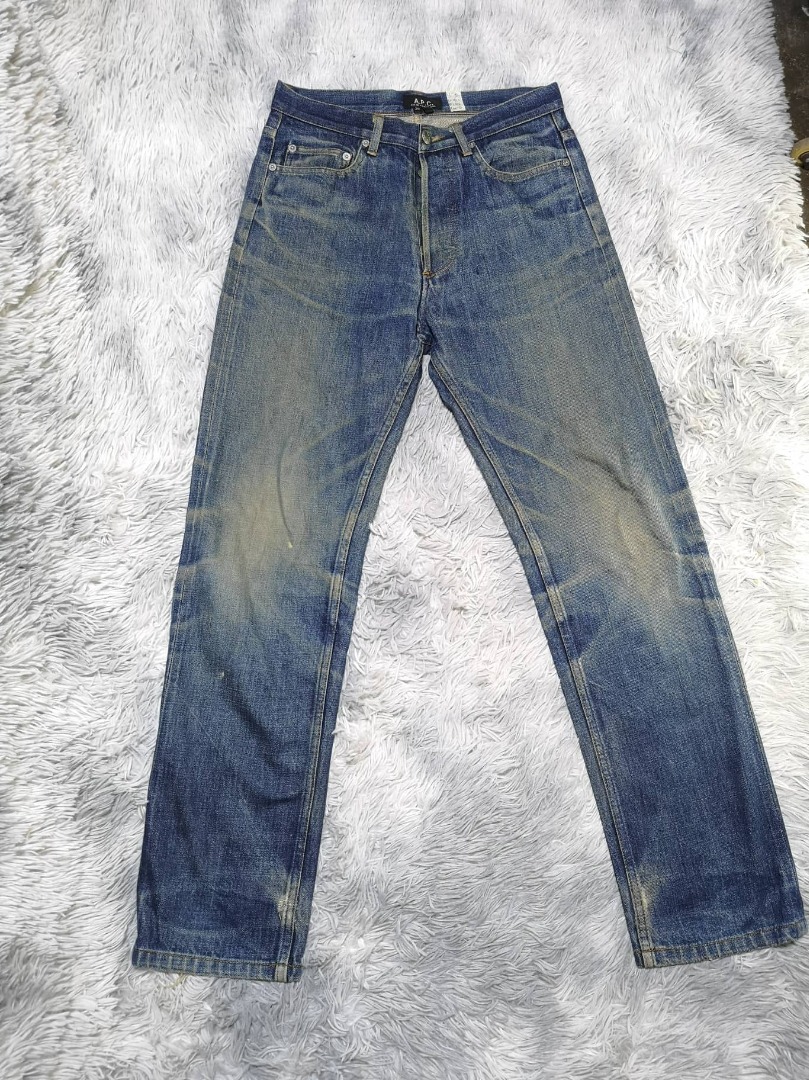 APC Dark Blue Faded Jeans, Men's Fashion, Bottoms, Jeans on Carousell