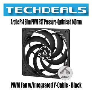 Arctic P14 Slim PWM PST Pressure-Optimised 140mm PWM Fan w/integrated Y-Cable - Black