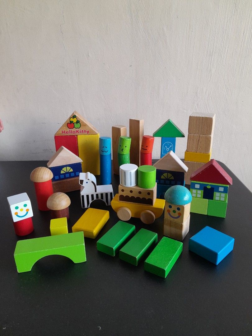 Assorted Wooden Building Blocks on Carousell